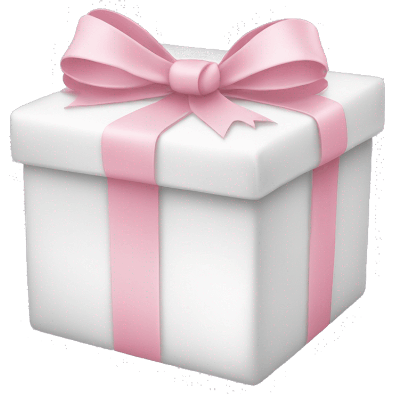 White Christmas present with baby pink bow emoji