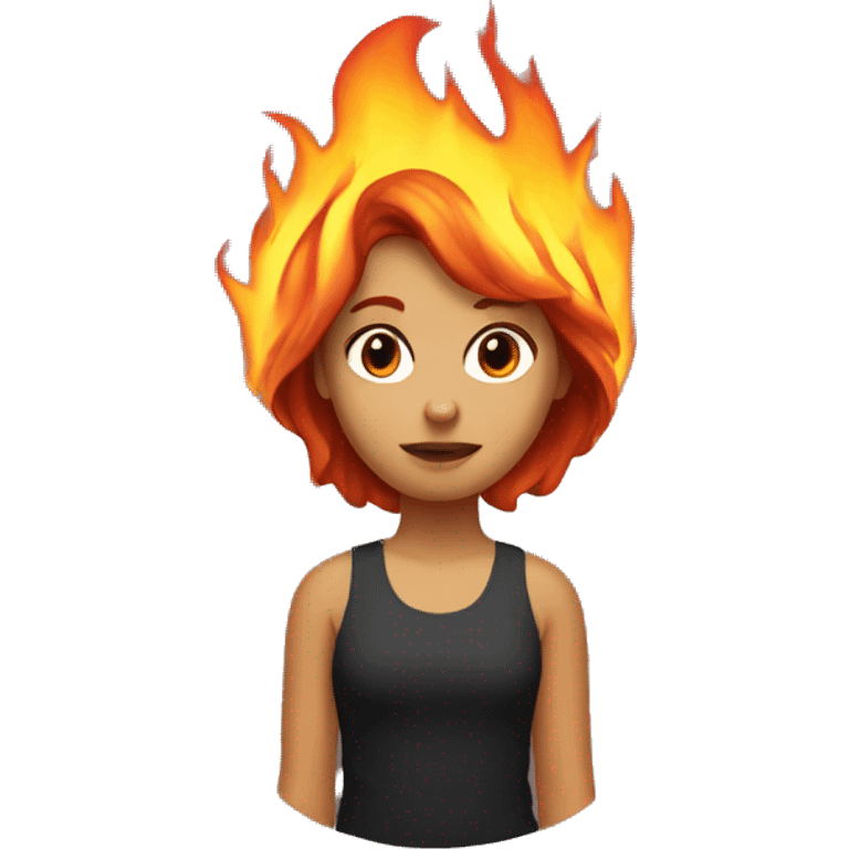 Girl with hair made of fire emoji