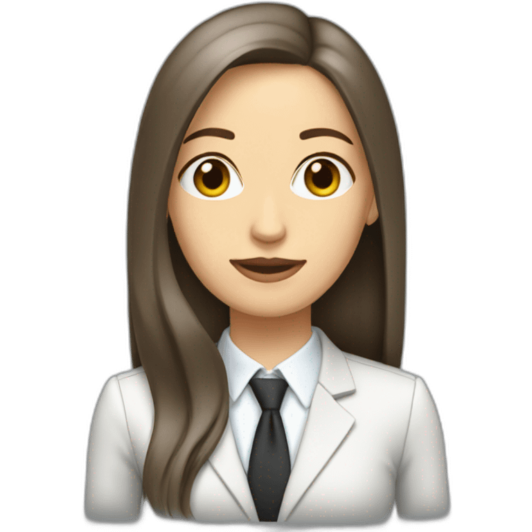 Dark Brown straight long hair white woman wearing suit emoji