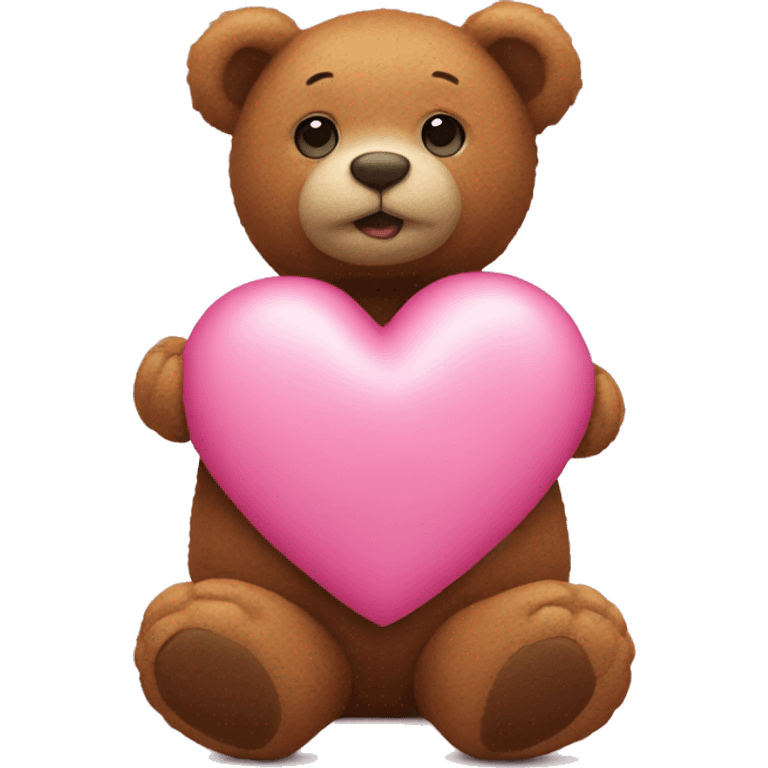 Pink heart with teddy bear on side emoji