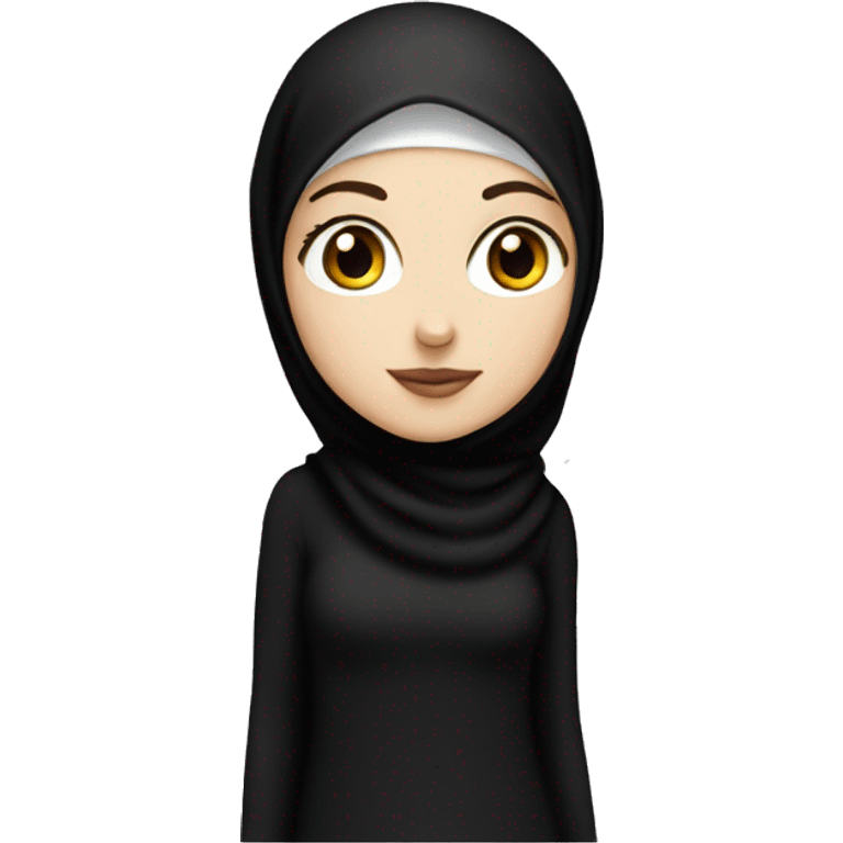 White girl with black eyes wear BLACK hijab and black undercap emoji