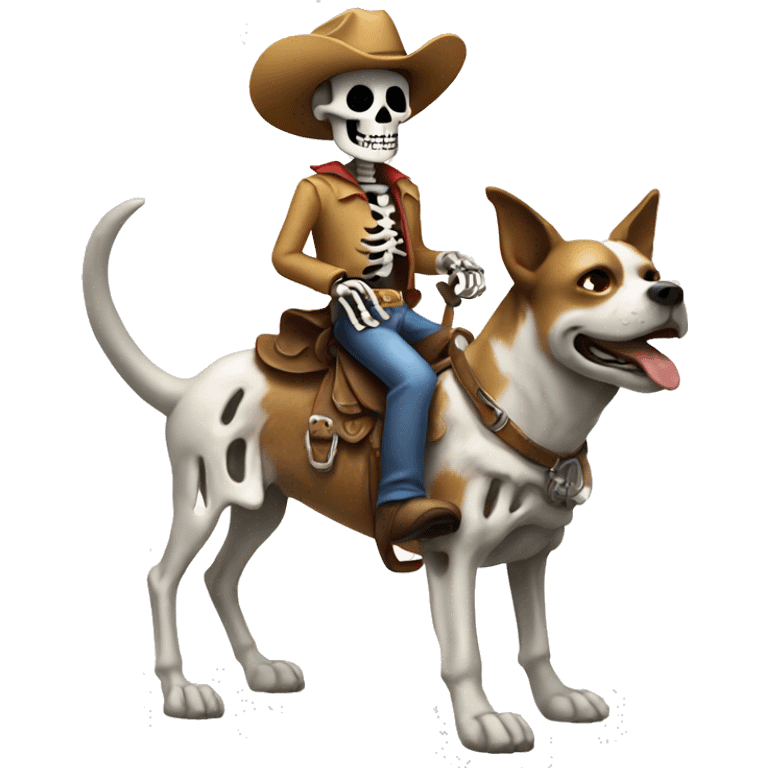 A skeleton riding a dog with a cowboy hat emoji