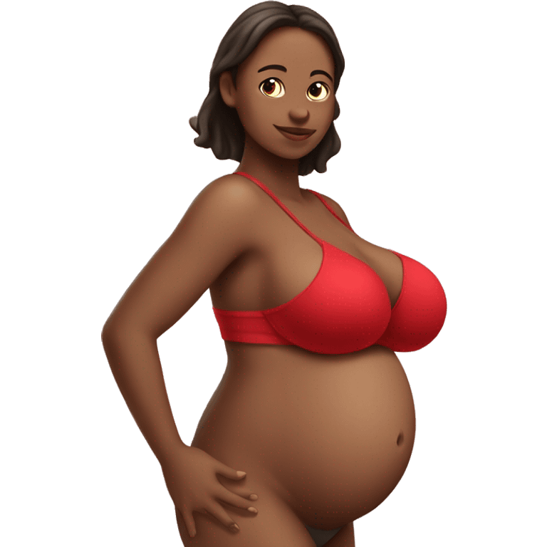 pregnant belly girl with red bra emoji