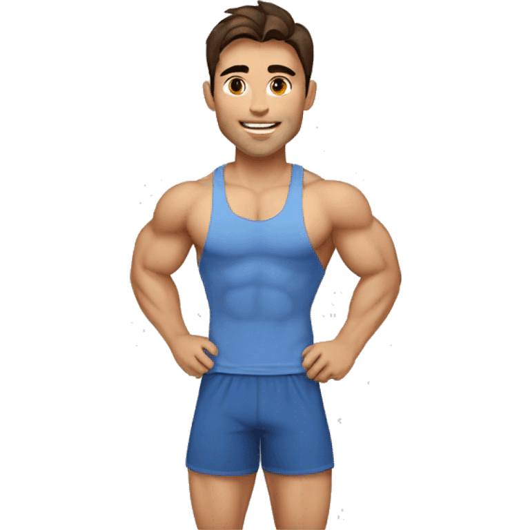 nutritionist, handsome and ripped primal looking central asian man with brown hair emoji