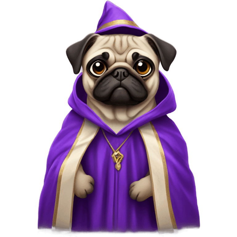 Pug wearing wizard robe emoji