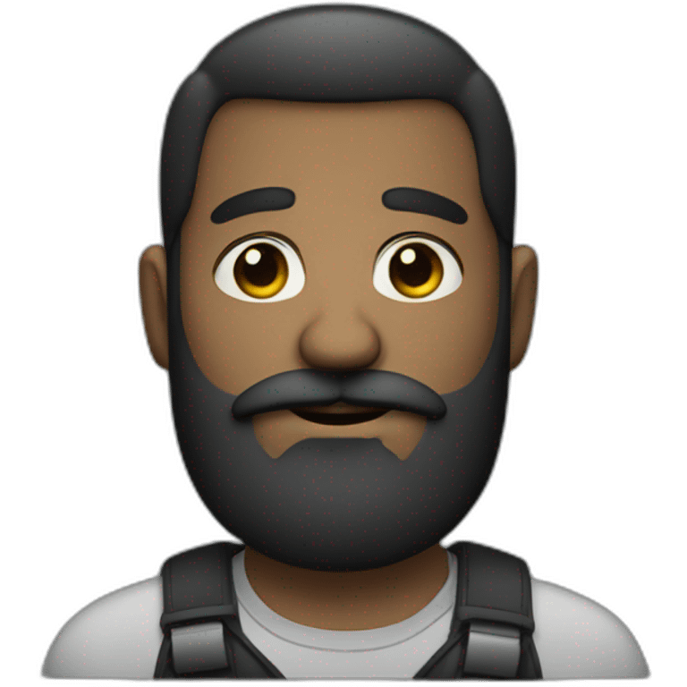 Gay guy with big black beard and chubby face emoji