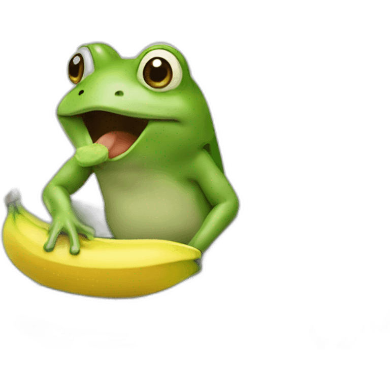 une grenouille  mange une banane emoji