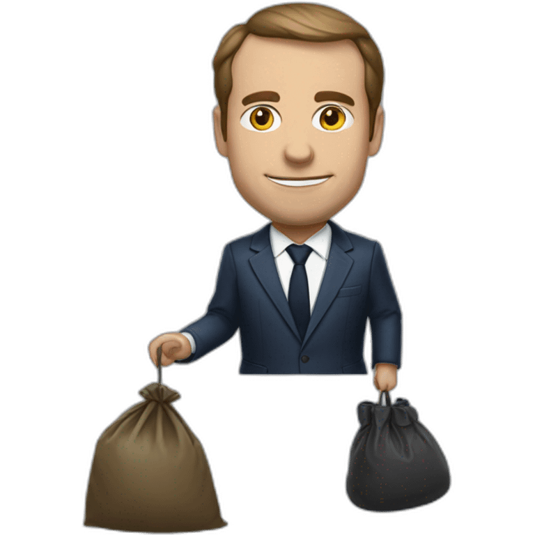 macron avec un sac poubelle sur la tete emoji