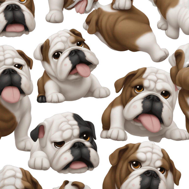 Perro Bulldog fances blanco y marron com negro emoji