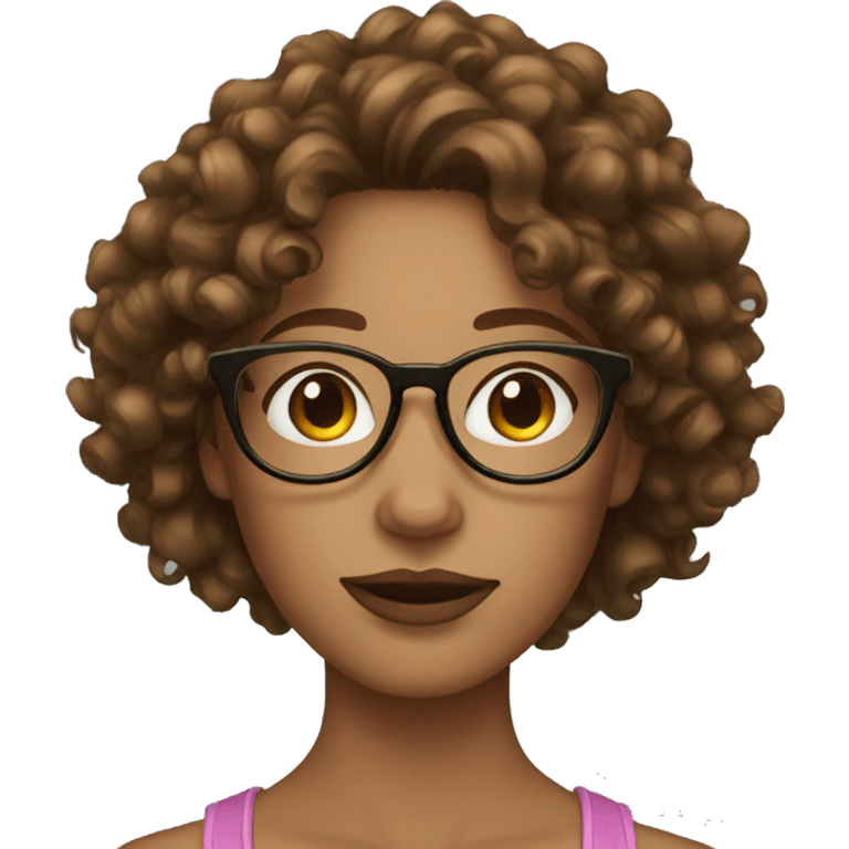 curly woman glasses brown hair tan skin freckles emoji