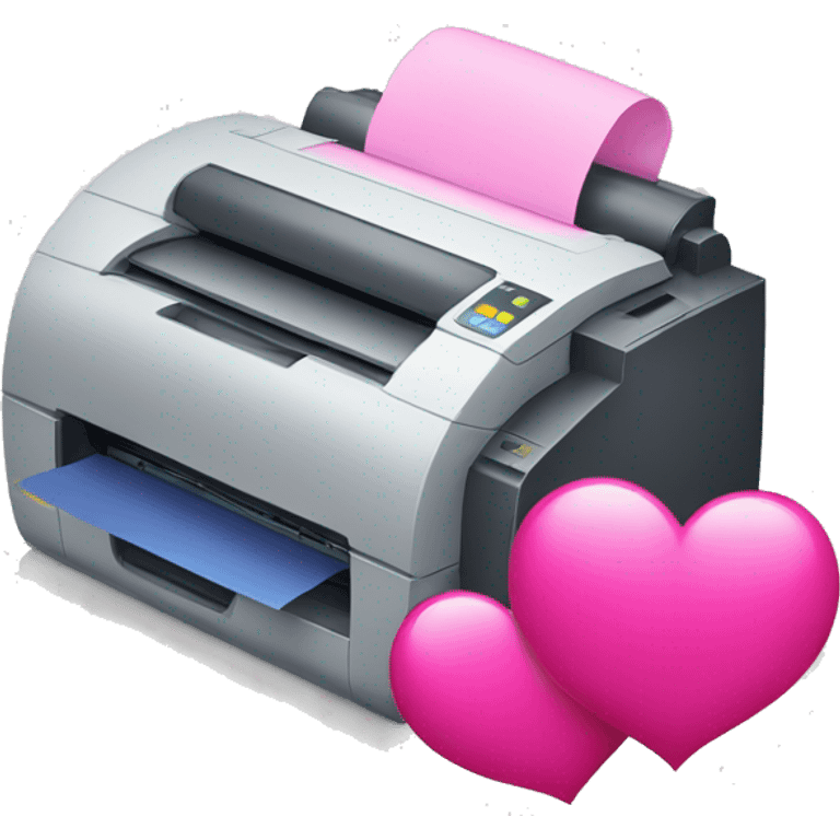 printer with hearts emoji