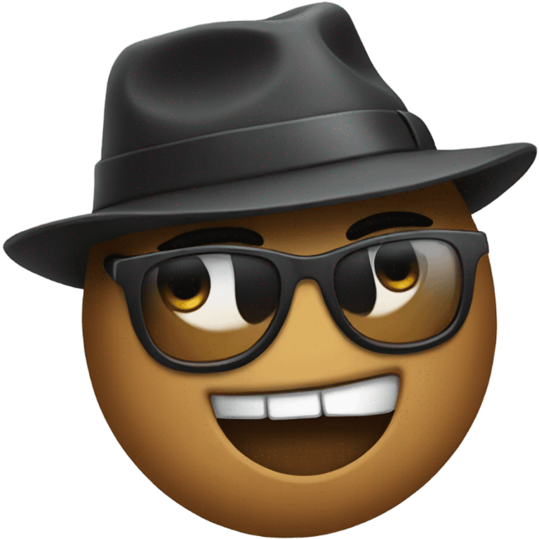 rock wearing a fedora emoji