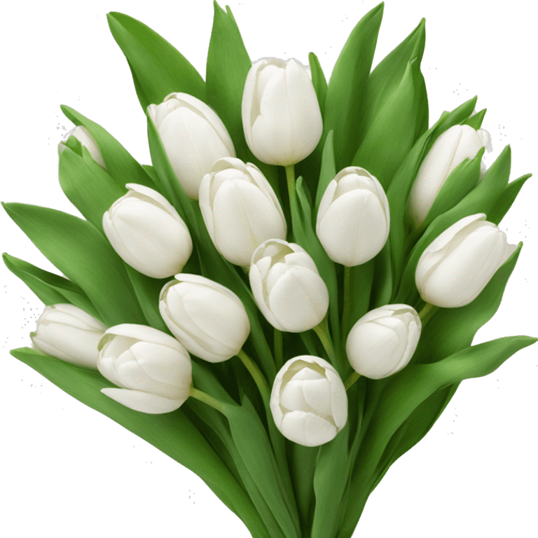 Big realistic bouquet of white tulips emoji