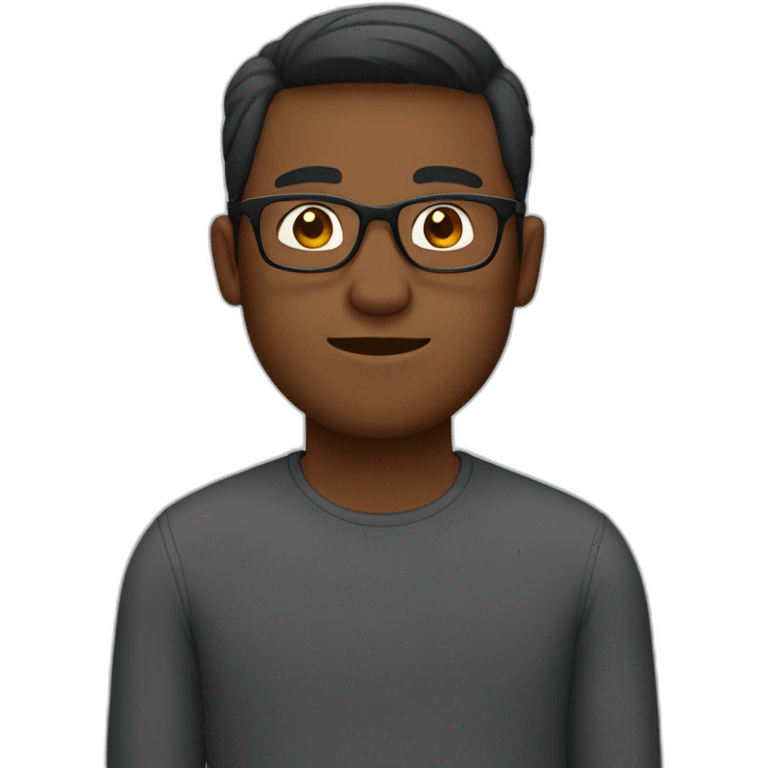 brown guy with rectangular specs, mid size body emoji