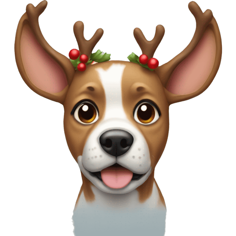 Christmas dog with deer ears emoji