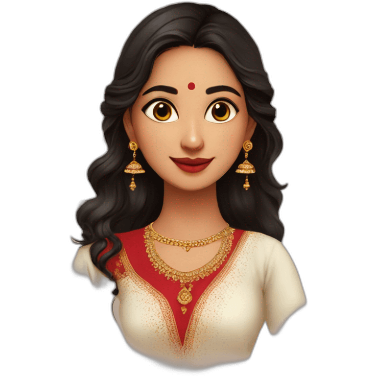 indian girl wearing full sleeve blood red kurti with jhumkas emoji