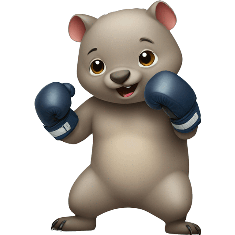 Cute wombat wearing boxing gloves emoji