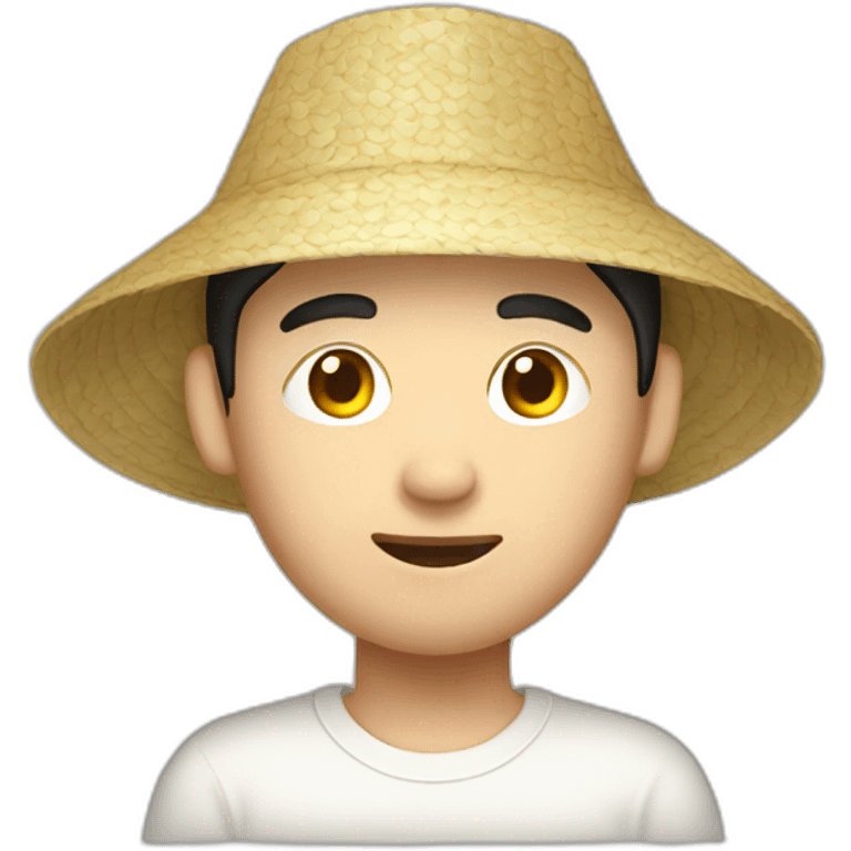 autistic Chinese man wearing a rice hat emoji