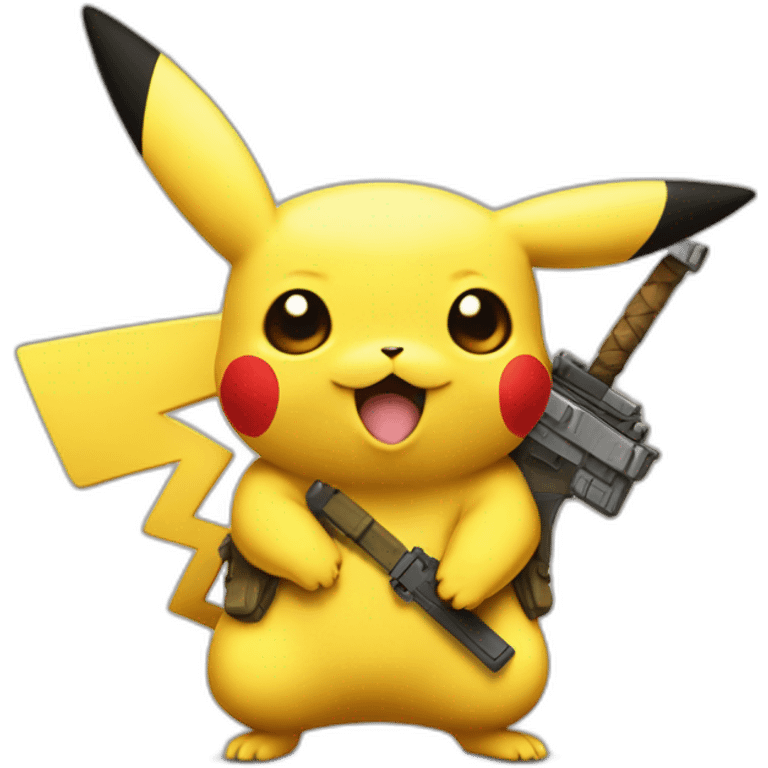 Pikachu avec une arme emoji