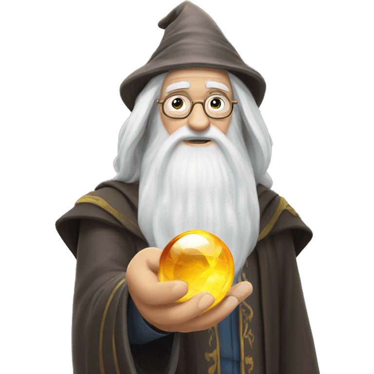 Dumbledore holds a crystal ball in his hand emoji