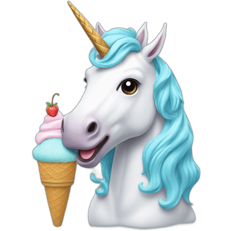 a unicorn eating an ice cream emoji