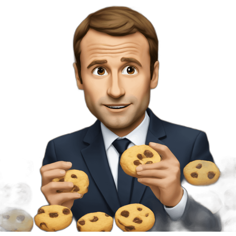 Macron eating cookie emoji