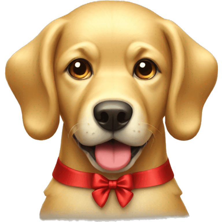 Golden dog with red bow  emoji