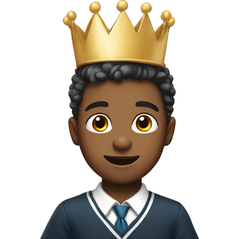 boy in school uniform with Birthday crown emoji