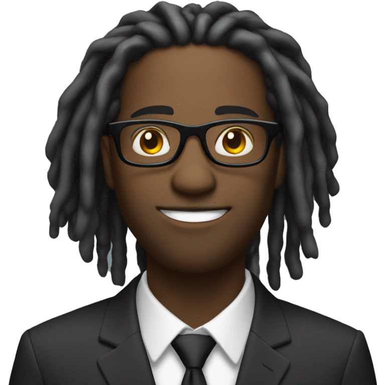 black male with suit with dreadlocks with glasses emoji