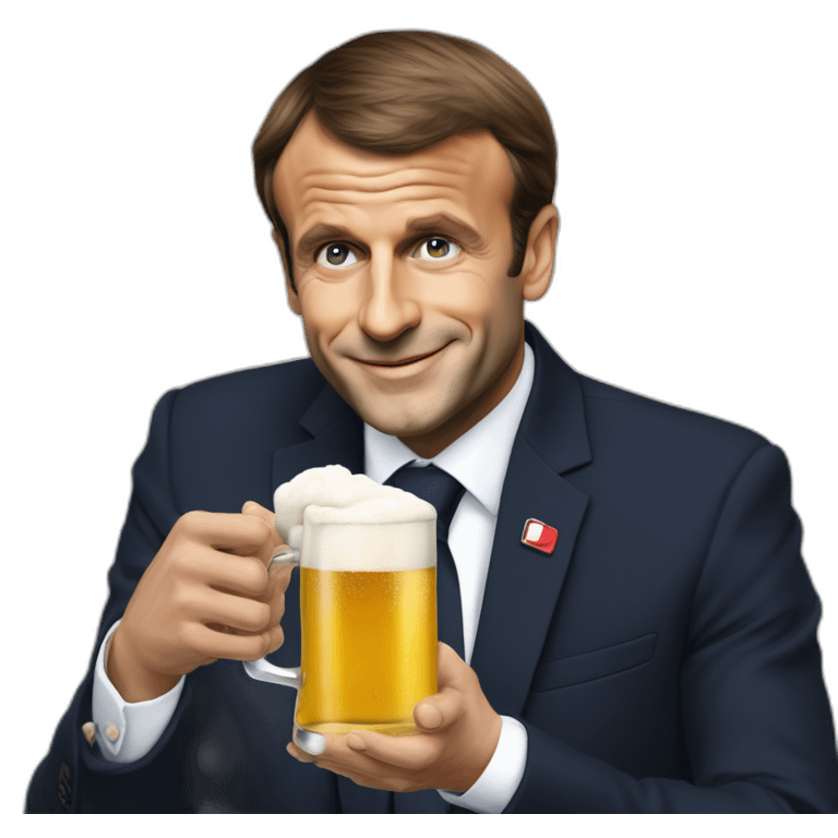 Emanuel macron boit une bières emoji