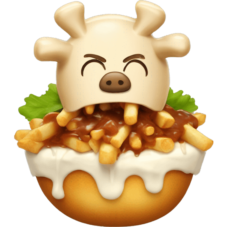 Poutine qui mange du porc  emoji