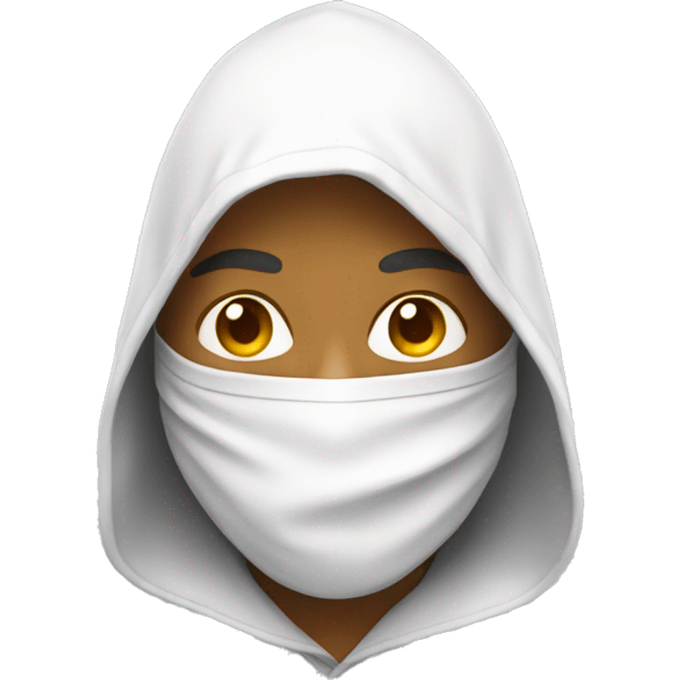 white mask with white hoodie emoji