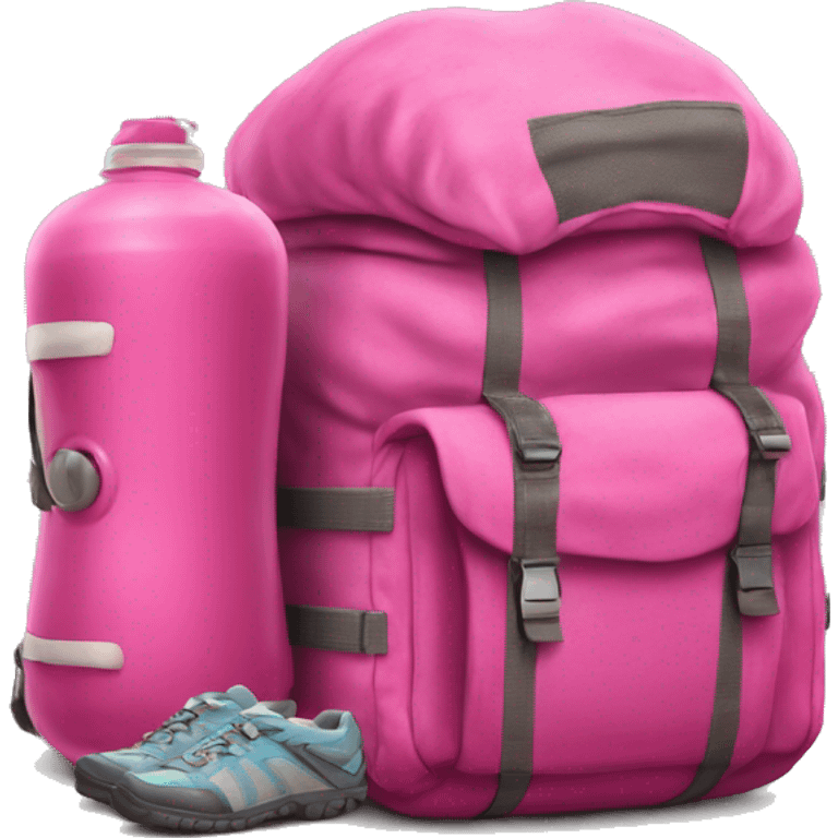 Realistic pink camping gear isolated.  emoji