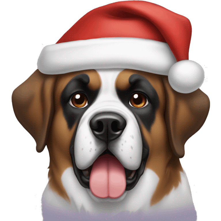 Saint Bernard with a Santa hat emoji