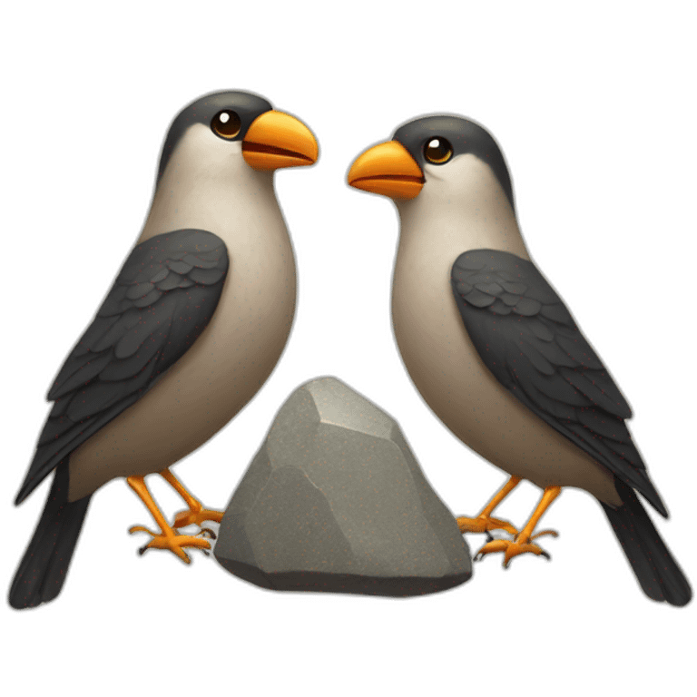 two birds and a rock emoji