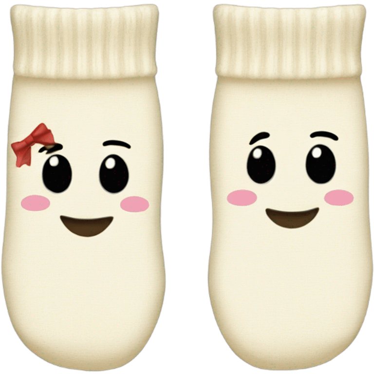 two cream socks with bows  emoji