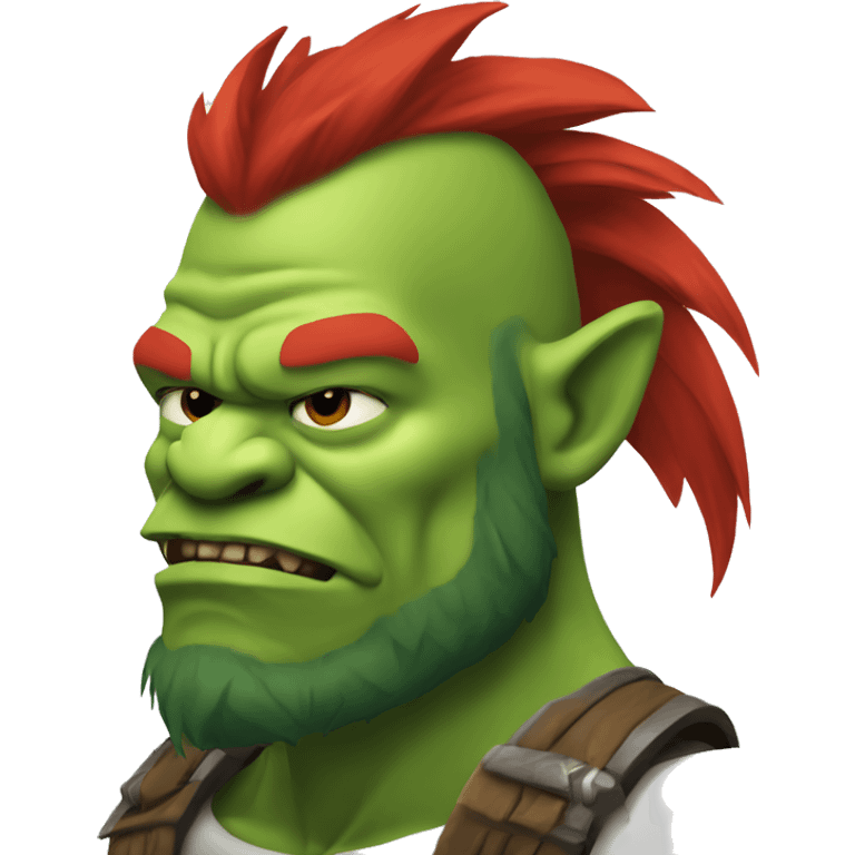 green orc with red beard and red mohican emoji