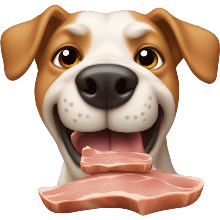 Dog eating pork emoji