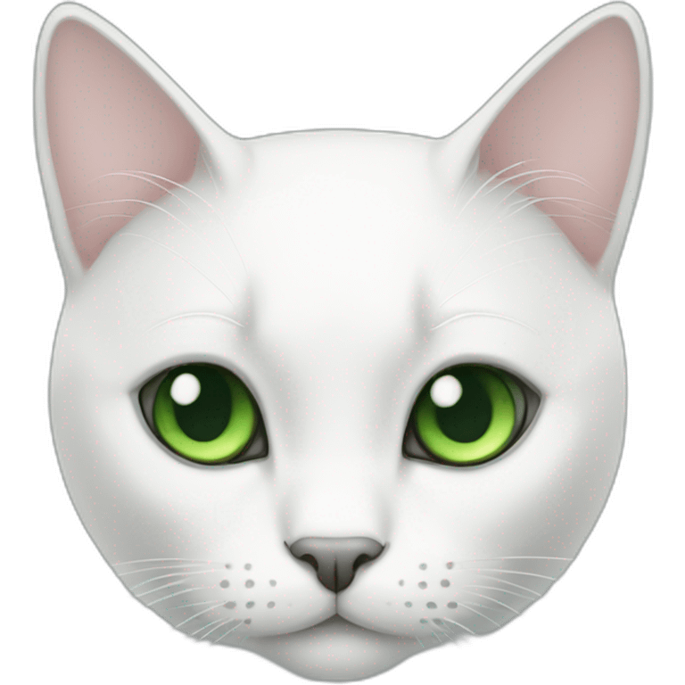 white cat black ear green eyes emoji