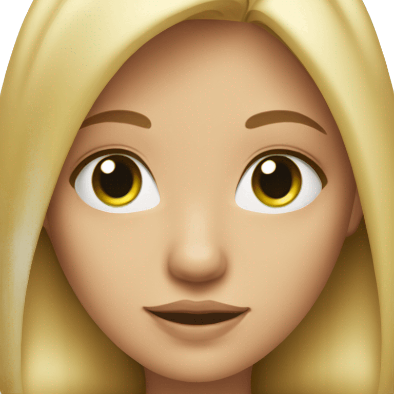 a girl with blond hair, green eyes with a mole on one of them, straight hair just above her chest emoji