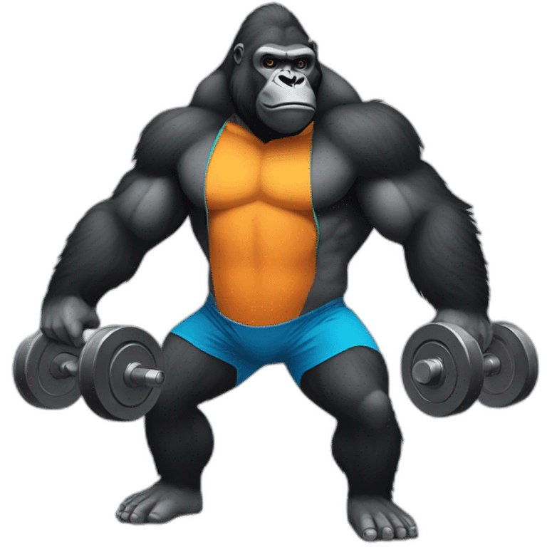 Gorilla lifting weights emoji