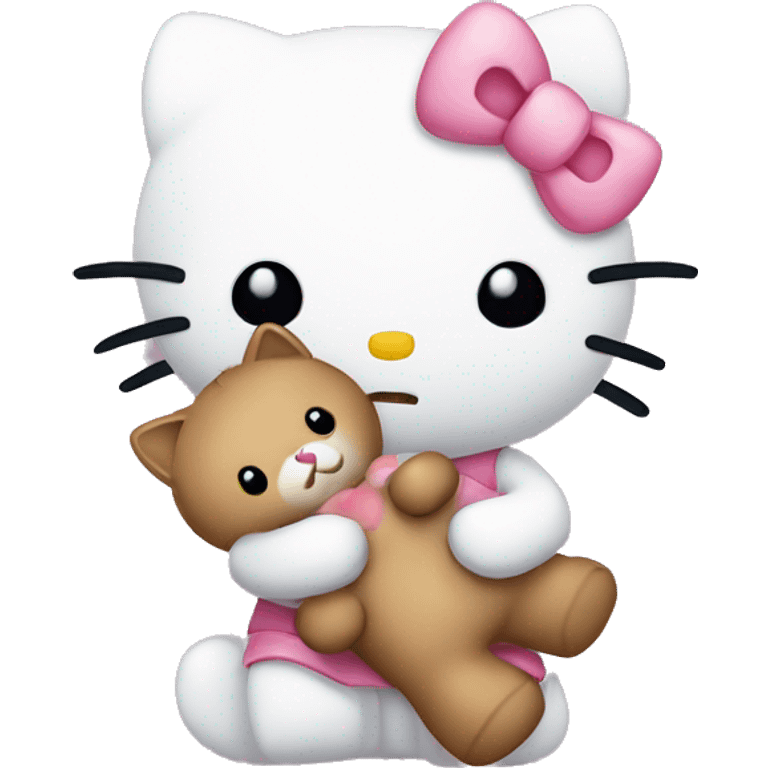 cute hellokitty holding a teddy bear emoji