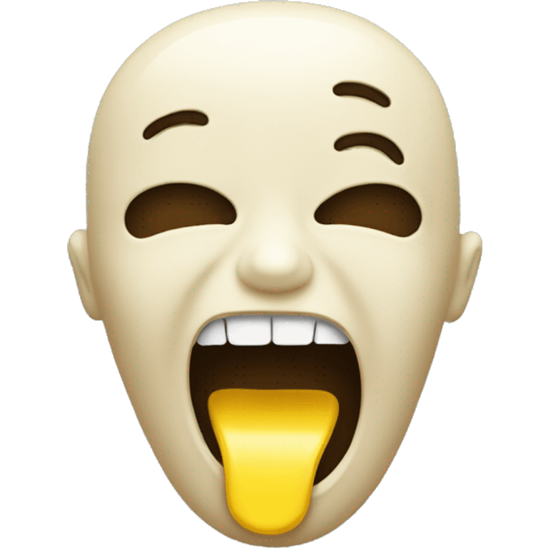 emoji with yellow bone sticking out of its mouth  emoji