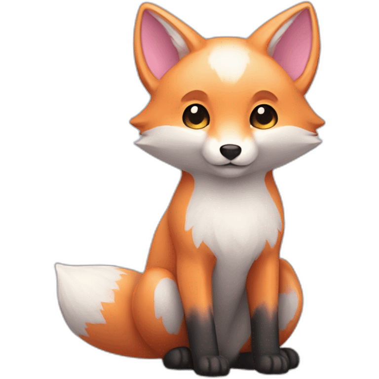 half light blue half light pink fox emoji