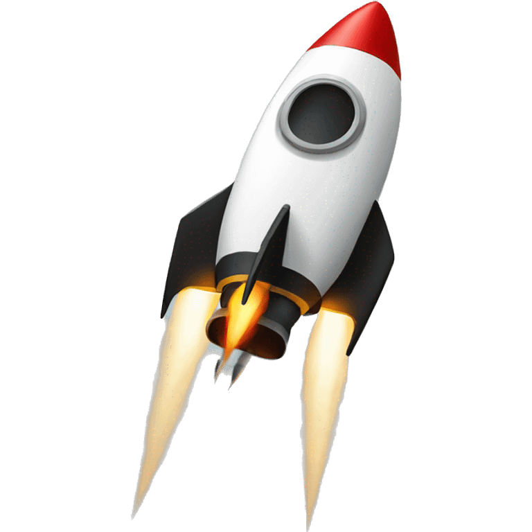 A black rocket that takes off, showing the symbol 0 emoji