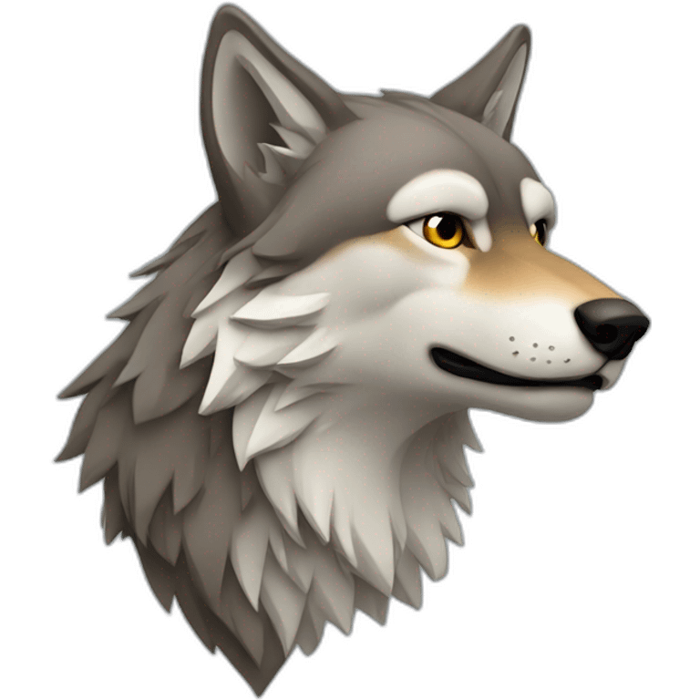 wolf head in profile looking to right emoji