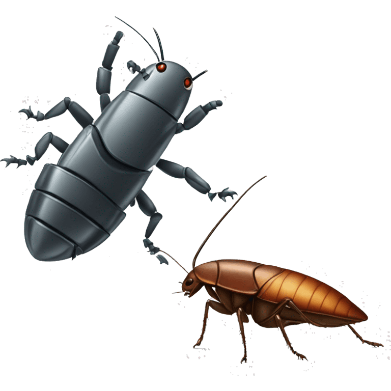 a cockroach and a robot fighting  emoji