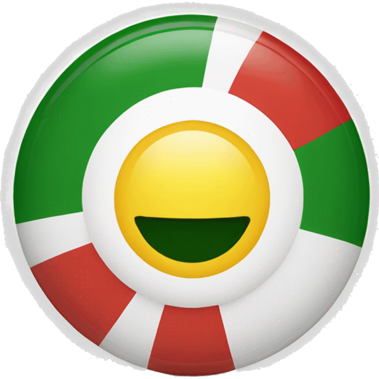 A red, white, and green tricolour, with a yellow 21 rayed sun in the center emoji