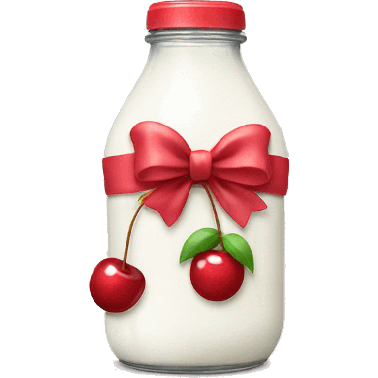 aesthetic milk bottle with a cherry bow emoji