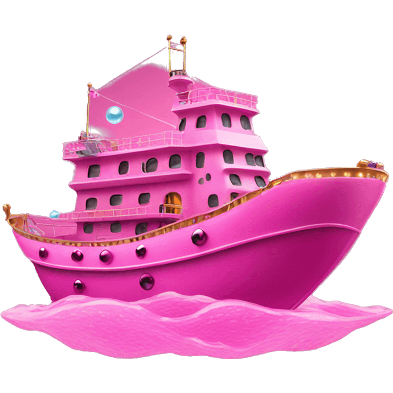 Pink ship In water with Disco Balls  emoji